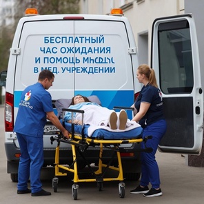 Перевозка лежачего больного «туда и обратно» + Бесплатный час ожидания и помощь в мед.учреждении